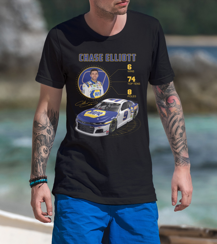 Chase Elliott 6 Wins 74 Top Tens 8 Poles Napa Racing Car T-Shirt