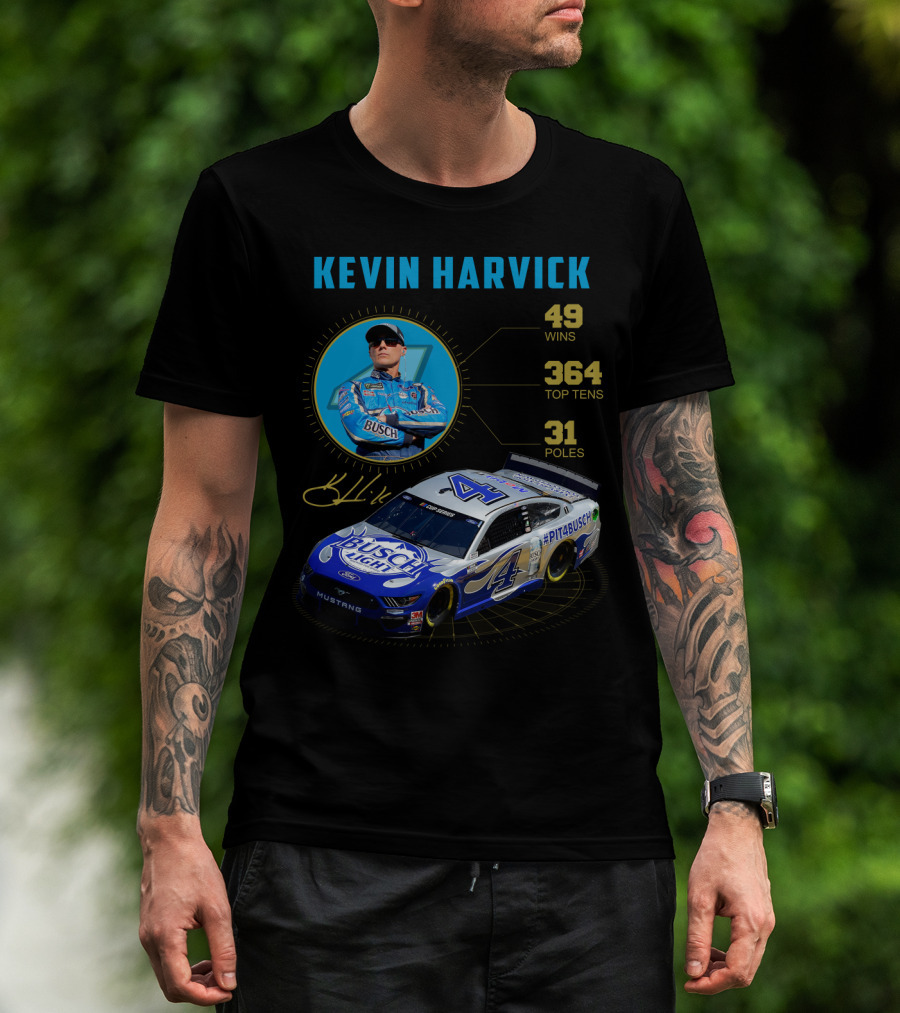 Kevin Harvick Nascar Busch Light 49 Wins 364 Top Tens 31 Poles T-Shirt