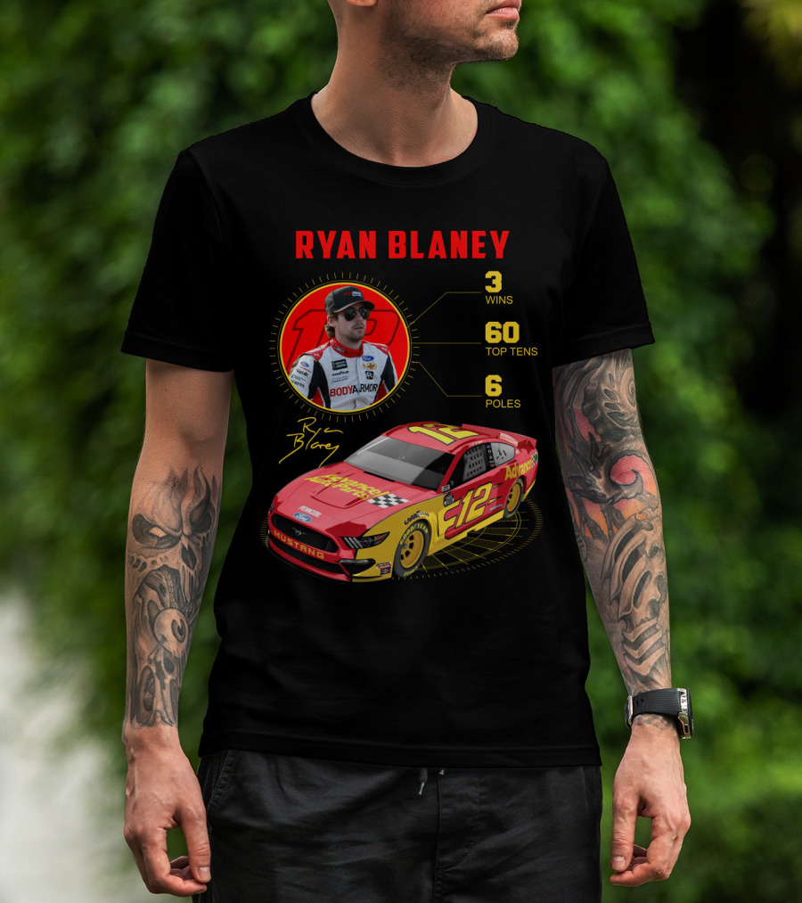 Ryan Blaney 3 Wins 60 Top Tens 6 Poles Mustang T-Shirt