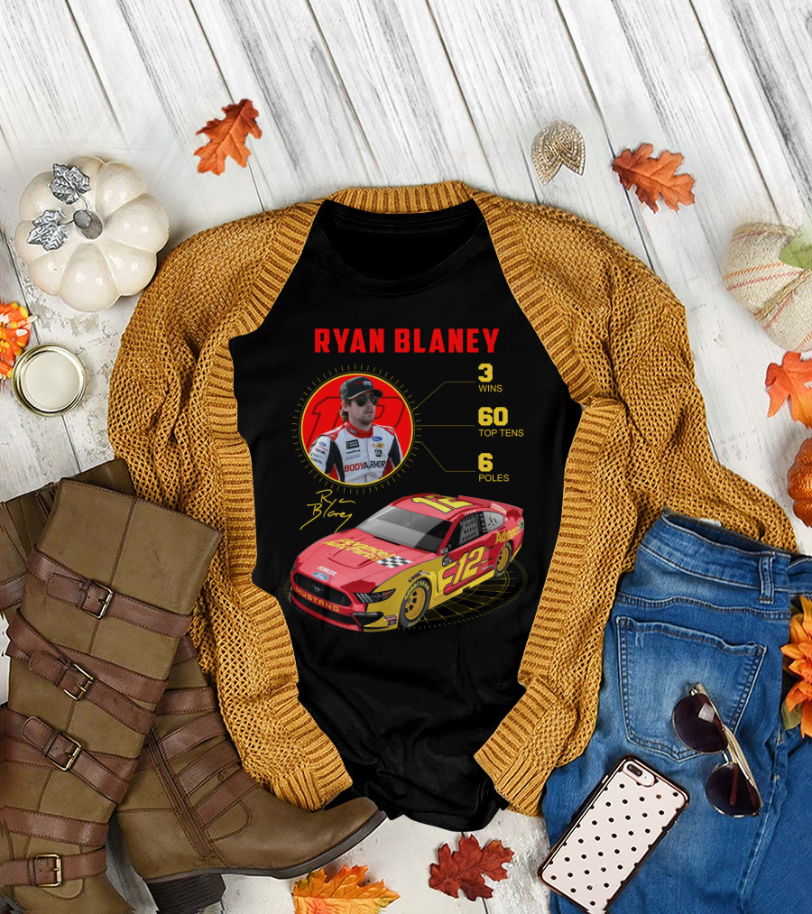 Ryan Blaney 3 Wins 60 Top Tens 6 Poles Mustang T-Shirt