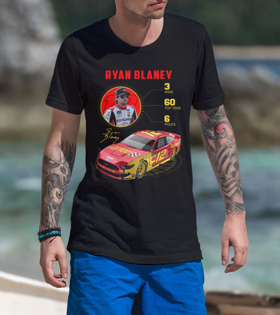 Ryan Blaney 3 Wins 60 Top Tens 6 Poles Mustang T-Shirt