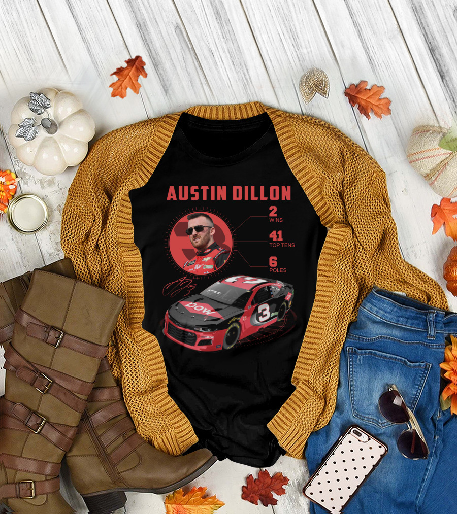 Austin Dillon Nascar Profile 2 Wins 41 Top Tens 6 Poles T-Shirt