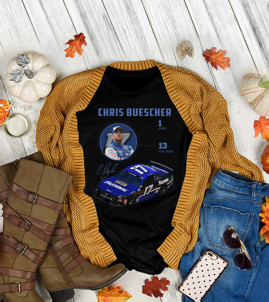 Chris Buescher Fastenal 17 Mustang Nascar Racing 1 Win 13 Top Tens T-Shirt