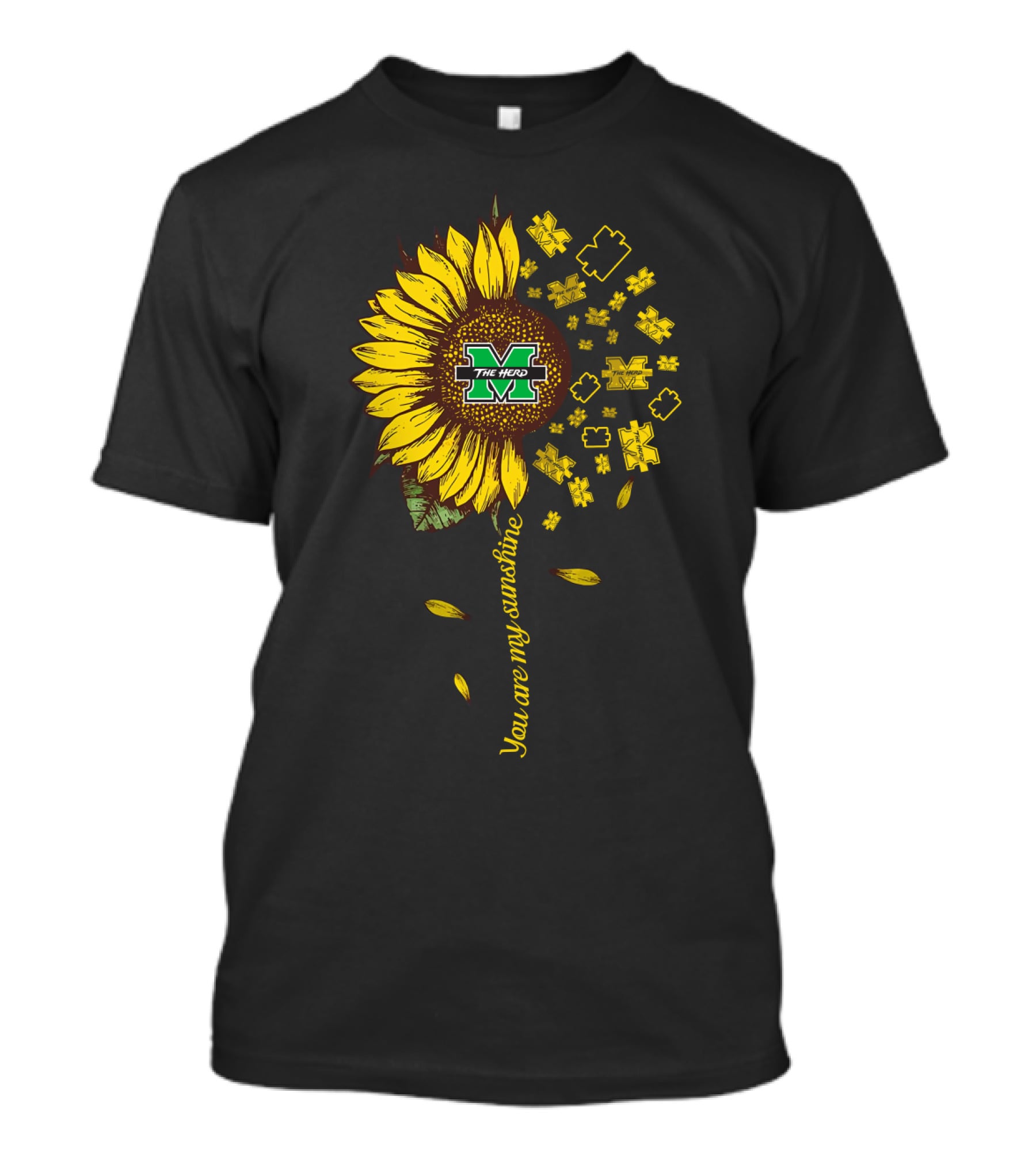 You're My Sunshine The Herd M Marshall Thundering Herd Ncaa2 Mth 83 Sunflower T-Shirt