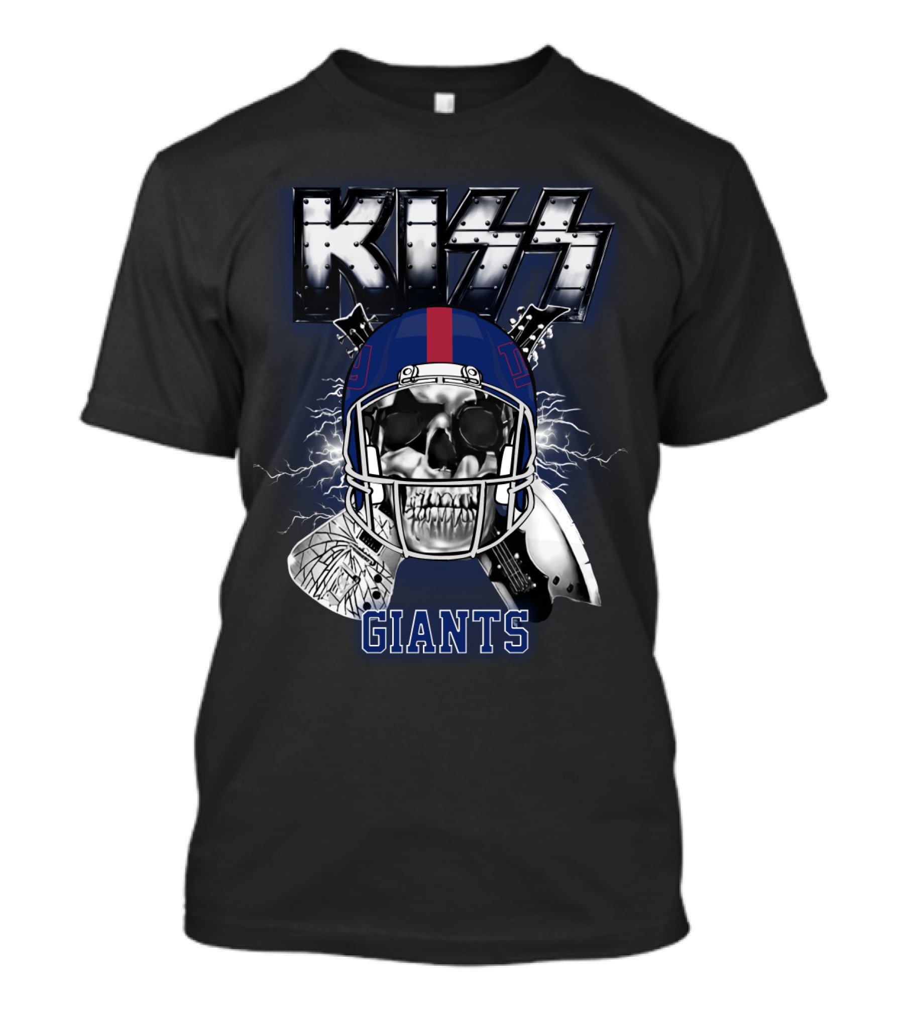 Kiss Giants Skull Helmet Nyg 95 Lightning T-Shirt