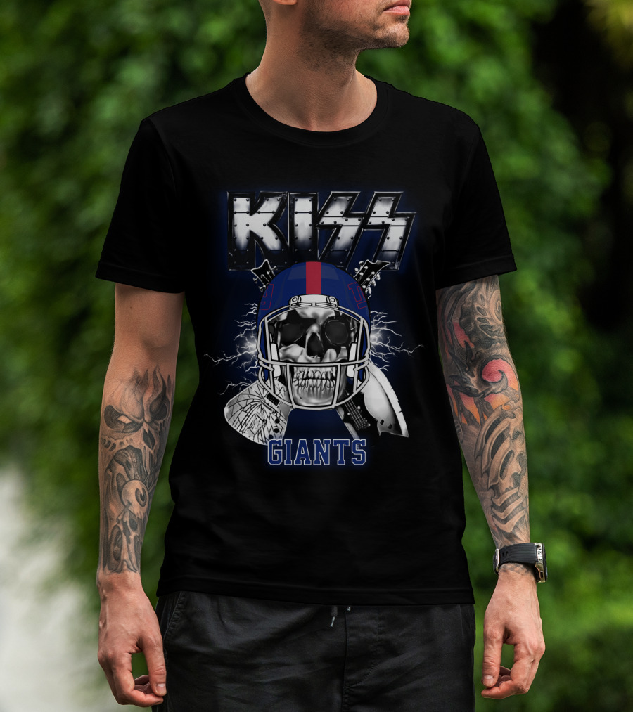 Kiss Giants Skull Helmet Nyg 95 Lightning T-Shirt