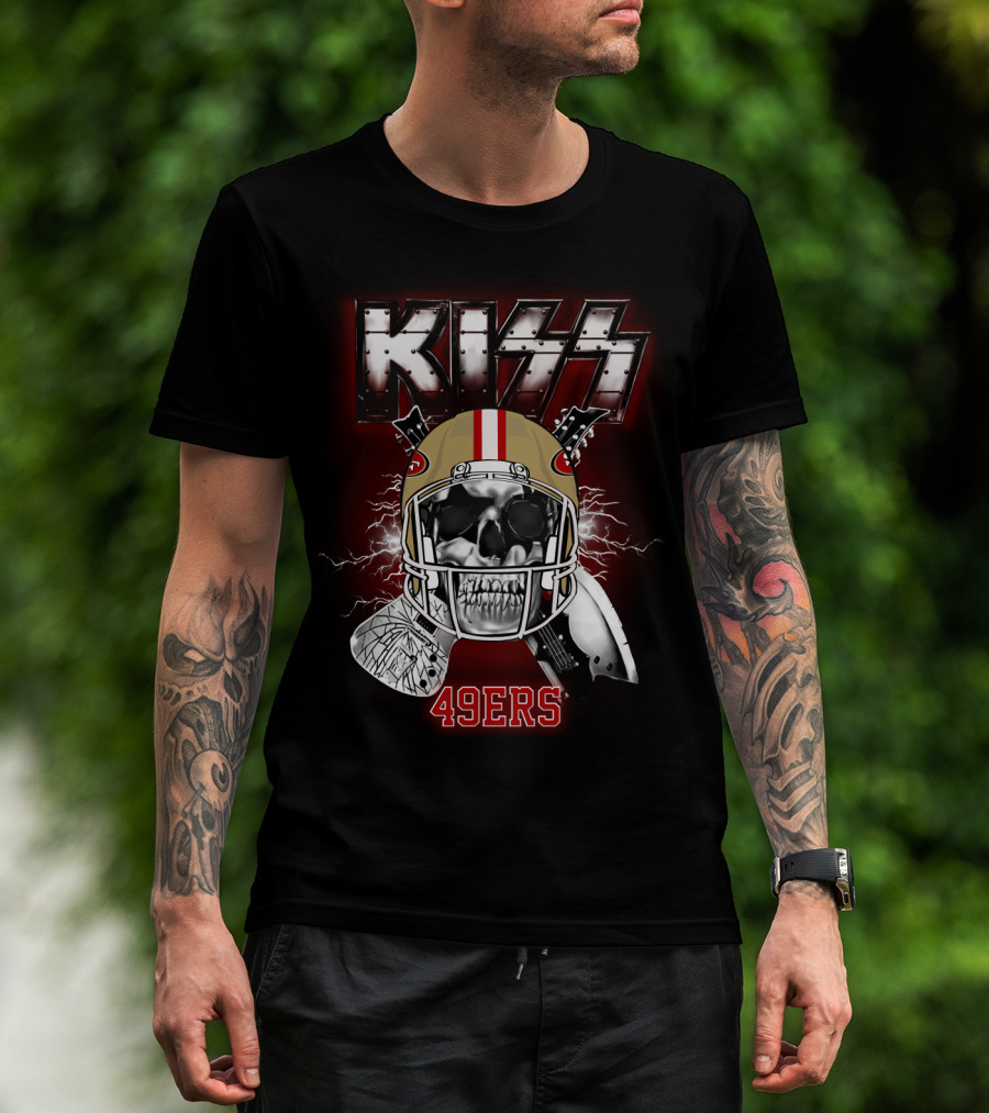 Kiss Sf 49ers Skull Helmet Electric T-Shirt