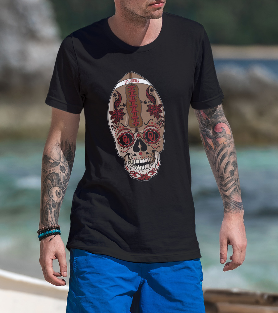 Sooners Ou Skull Football T-Shirt