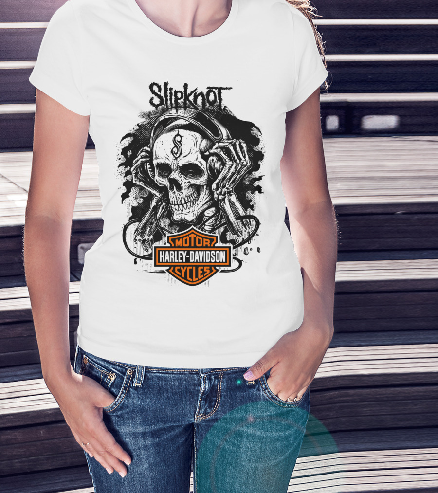 Slipknot Harley Davidson Cycles Skull T-Shirt
