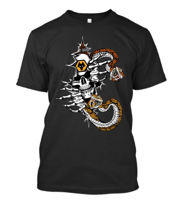 Y-David Skull With Snake And Wolf T-Shirt
