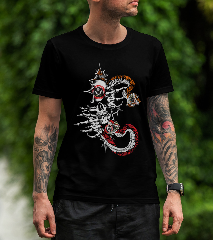 Harley Davidson Grim Reaper Bandidos United Skull Snake 1% Tattoos T-Shirt