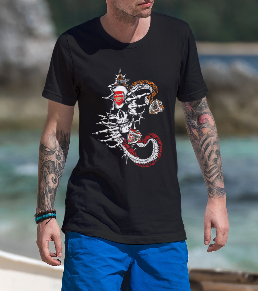 Arsenal Harley Davidson Skull And Serpents T-Shirt