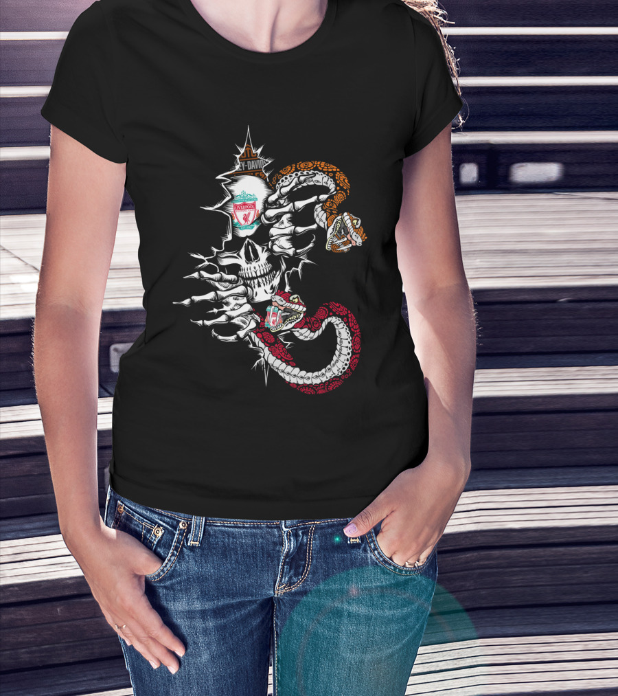 Liverpool Skull Snakes Harley Davidson T-Shirt