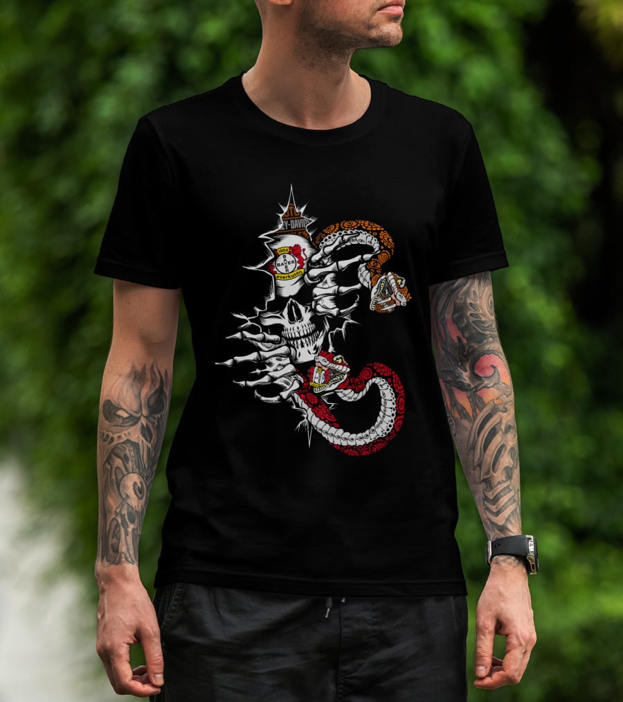Harley Davidson Skull Steelers Bayern Rotkappen Vipers T-Shirt
