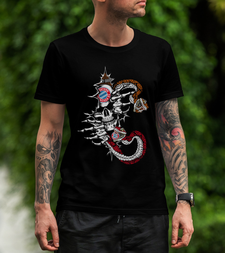 Fc Bayern München Skull And Snakes 107 Fcbm T-Shirt