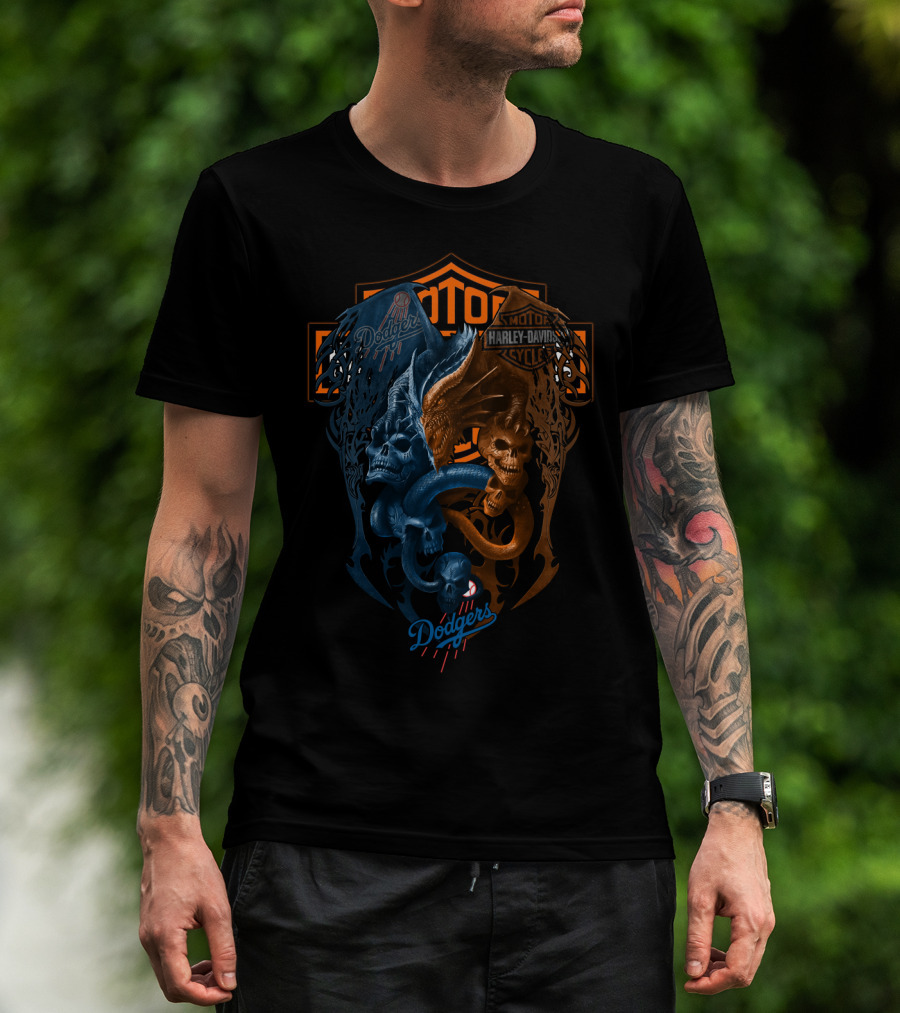 Mlb Lad Dodgers Harley Davidson Motorcycles T-Shirt
