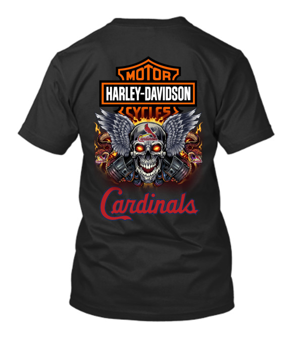 Harley Davidson Motor Cycles Skull Cardinals St Louis T-Shirt