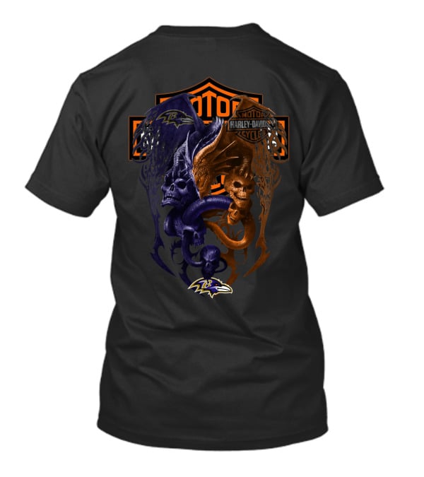 Baltimore Ravens Harley Davidson Skull Dragon T-Shirt