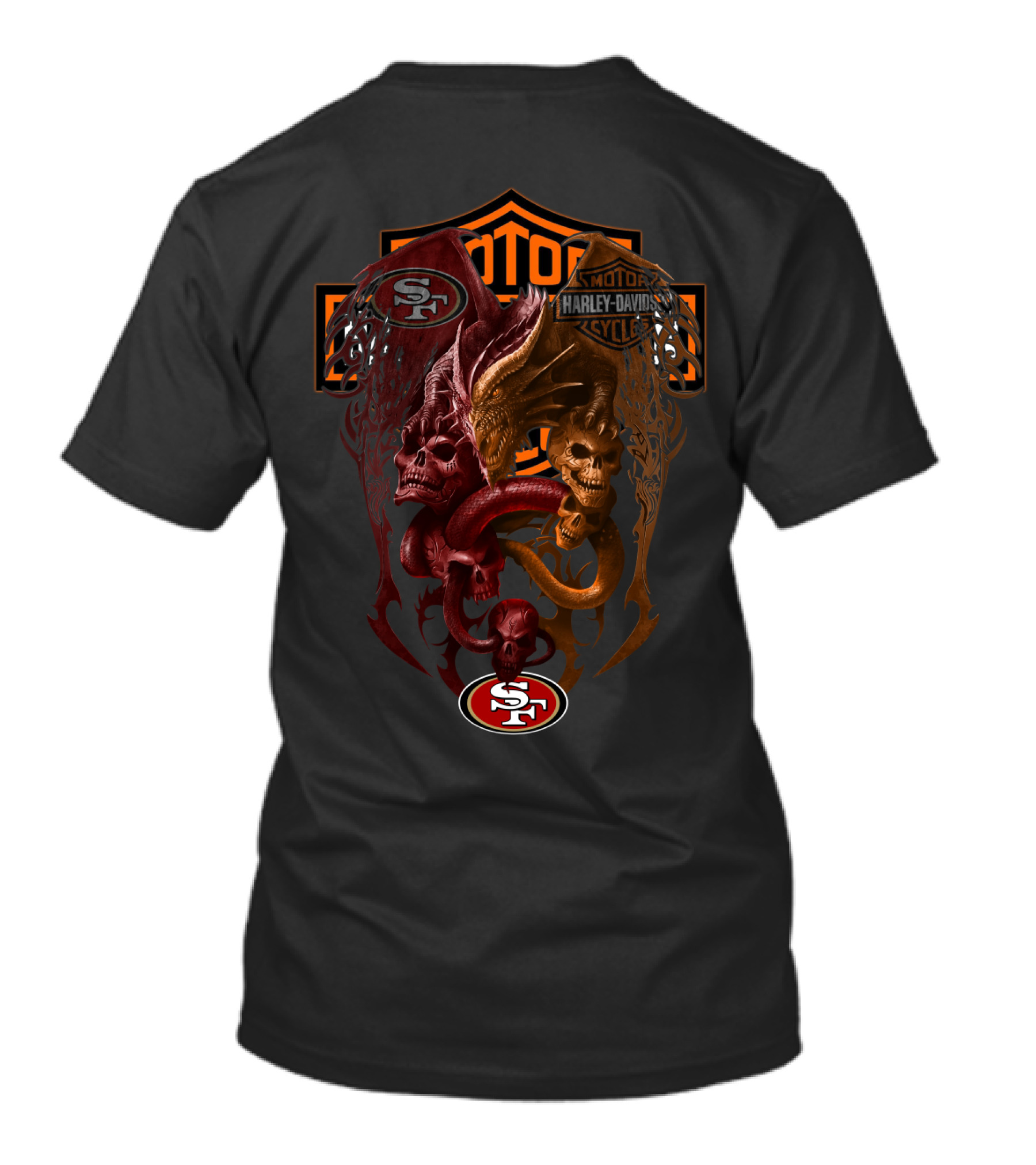 Harley Davidson San Francisco 49ers Skull Dragon Nfl Collaboration T-Shirt