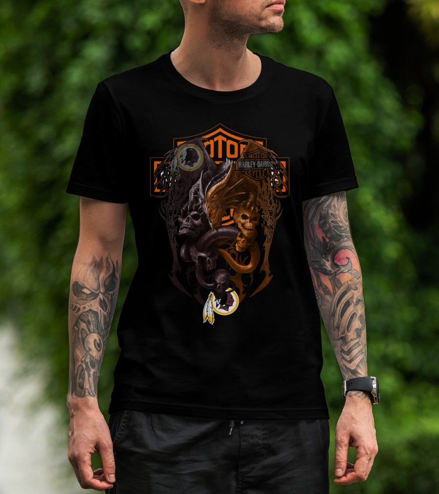 Motor Harley Davidson Cycles Nfl Skull Dragon Football Theme T-Shirt