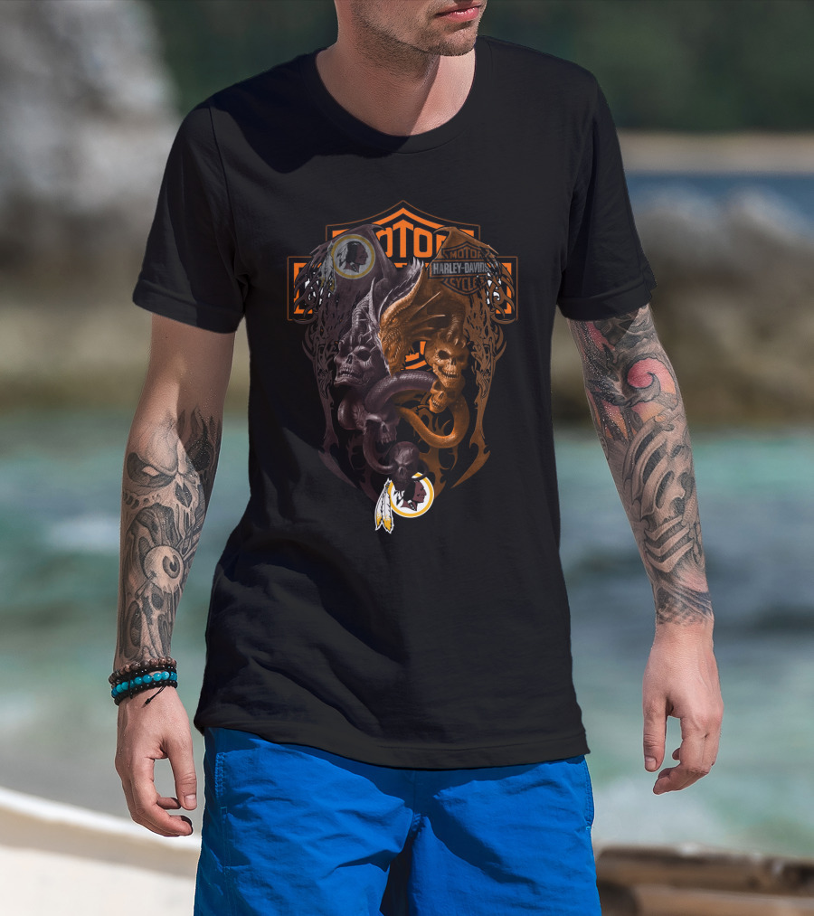 Motor Harley Davidson Cycles Nfl Skull Dragon Football Theme T-Shirt