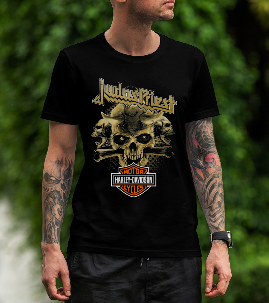 Judas Priest Harley Davidson Motorcycles Skulls T-Shirt