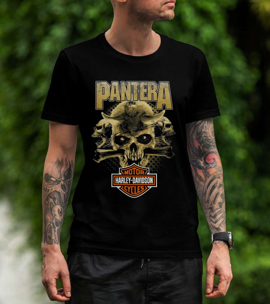 Pantera Harley Davidson Motorcycles Skull T-Shirt