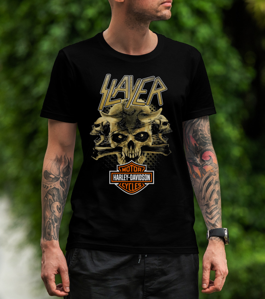 Slayer Harley Davidson Motor Cycles Skull T-Shirt