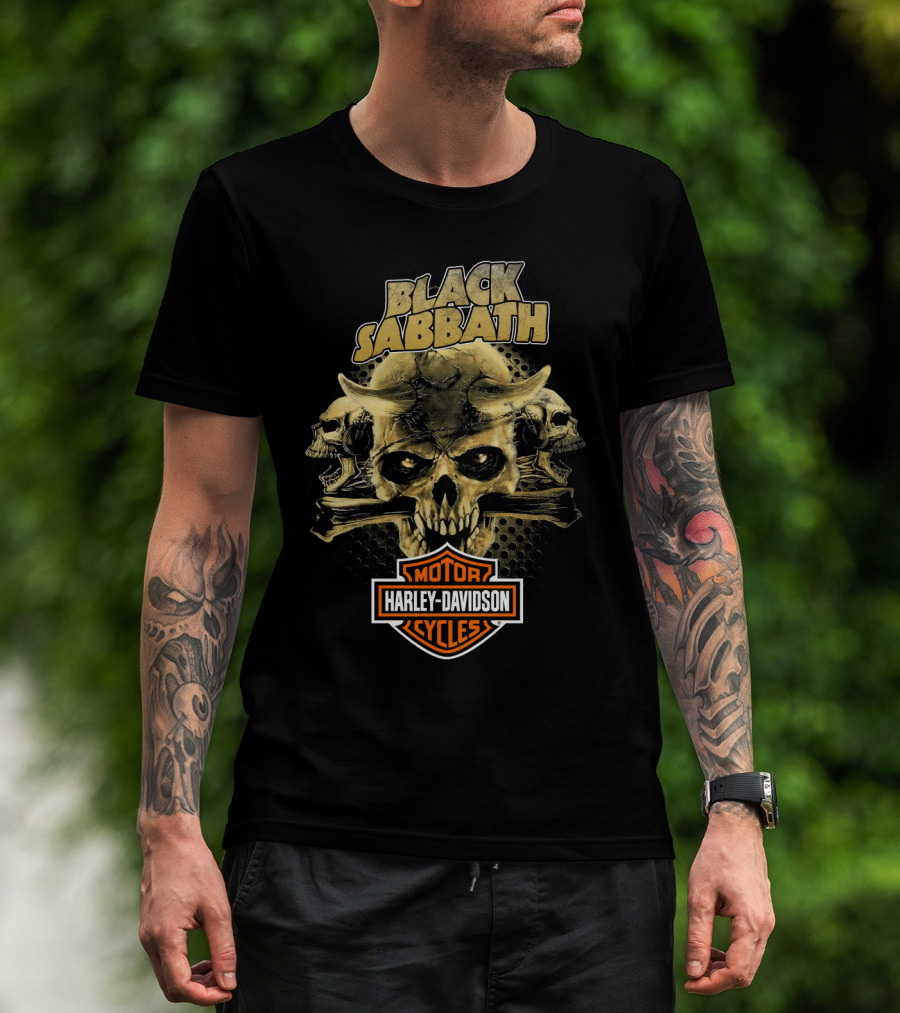 Black Sabbath Harley Davidson Motor Cycles Skull T-Shirt