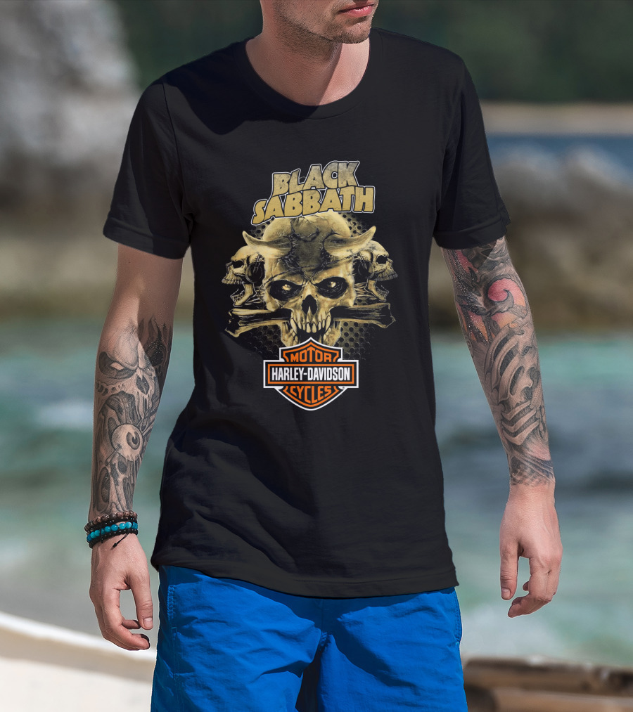 Black Sabbath Harley Davidson Motor Cycles Skull T-Shirt
