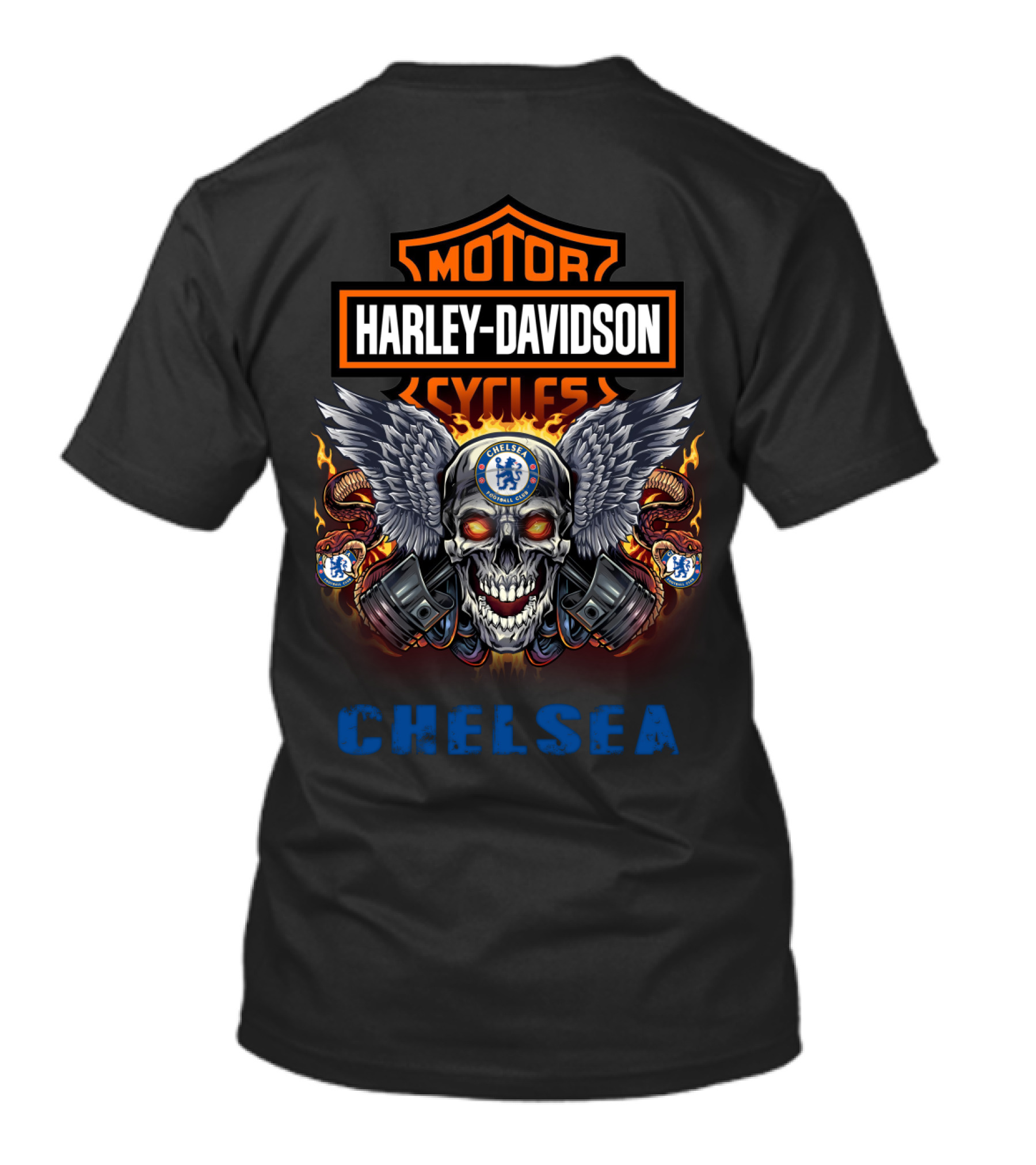 Harley Davidson Motor Cycles Chelsea Skull Wings T-Shirt