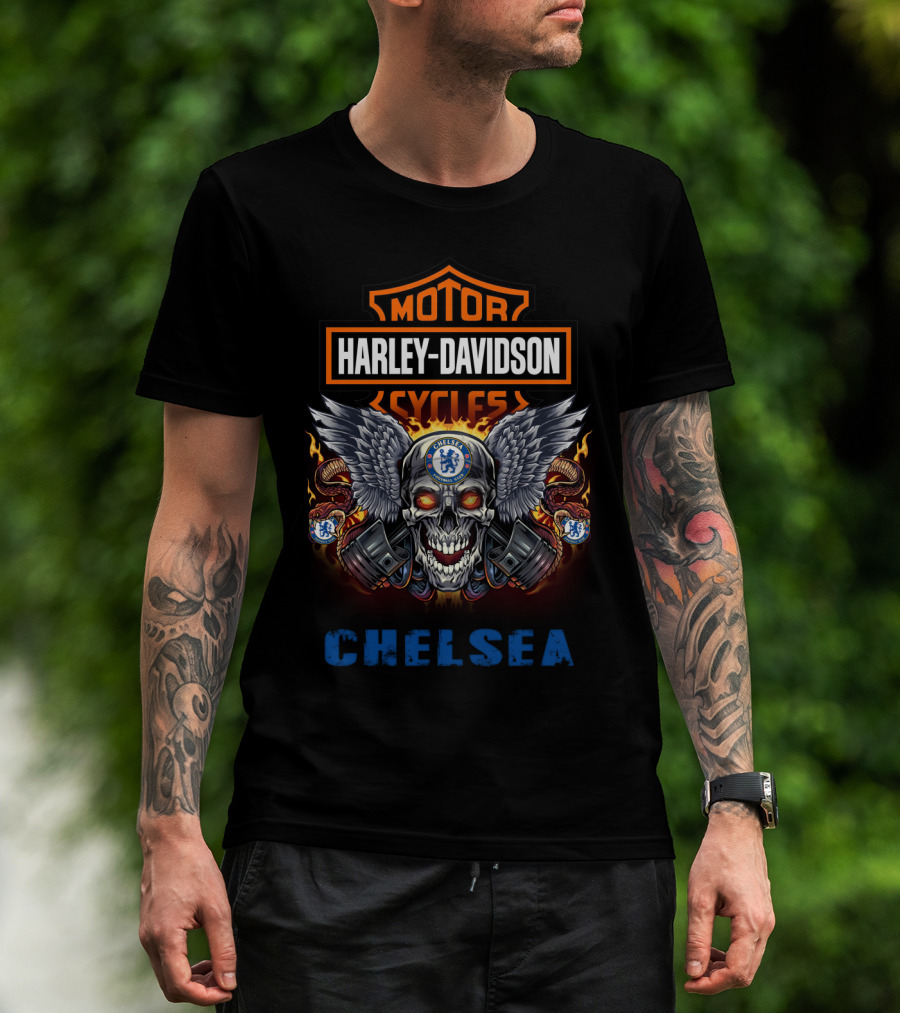 Harley Davidson Motor Cycles Chelsea Skull Wings T-Shirt
