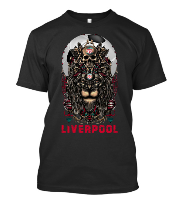 Liverpool Lion Skull Soccer Motif T-Shirt