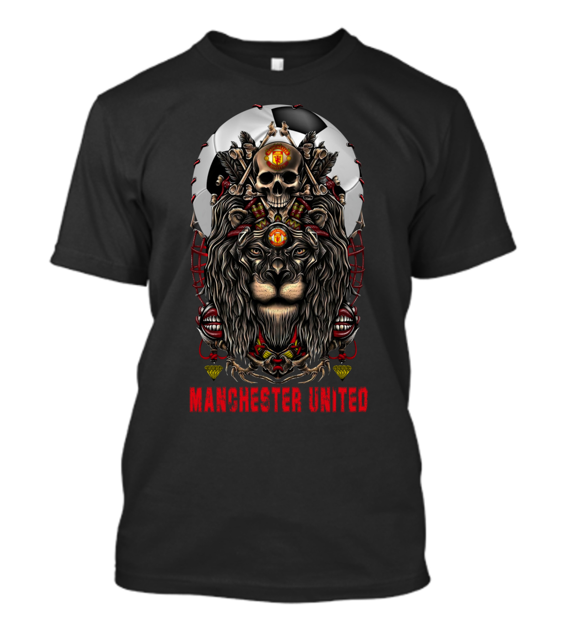 Manchester United Lion Skull Football Crest T-Shirt