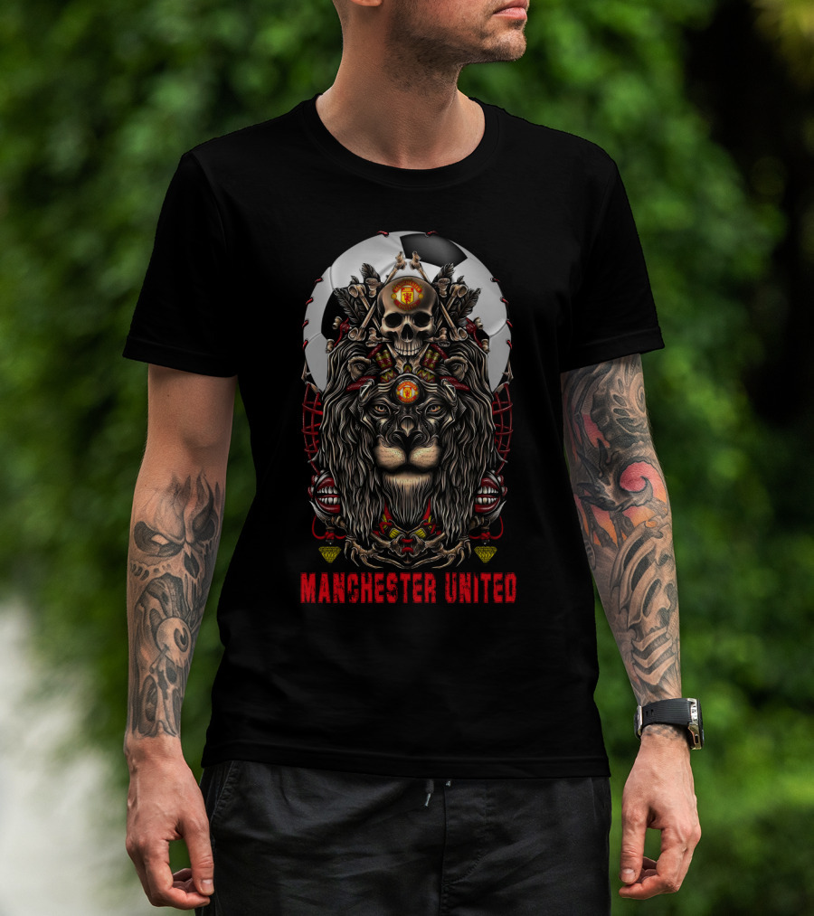 Manchester United Lion Skull Football Crest T-Shirt