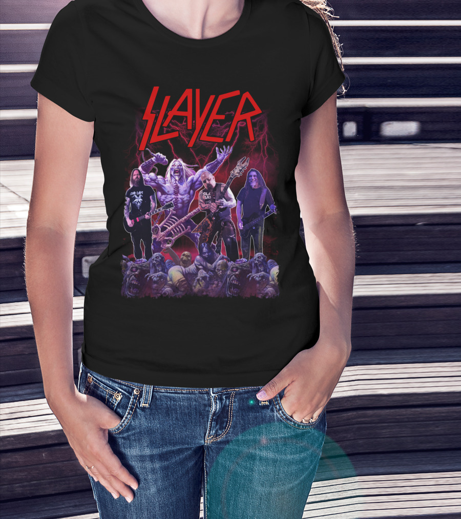 Slayer Band Graphic With Guitarists And Undead Creatures T-Shirt