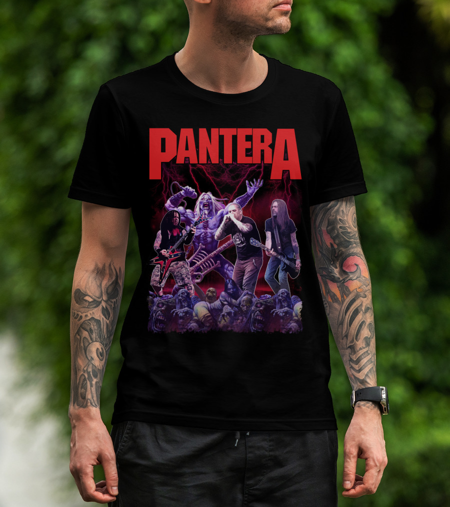 Pantera Live Electric Performance With Zombies And Purple Lightning T-Shirt