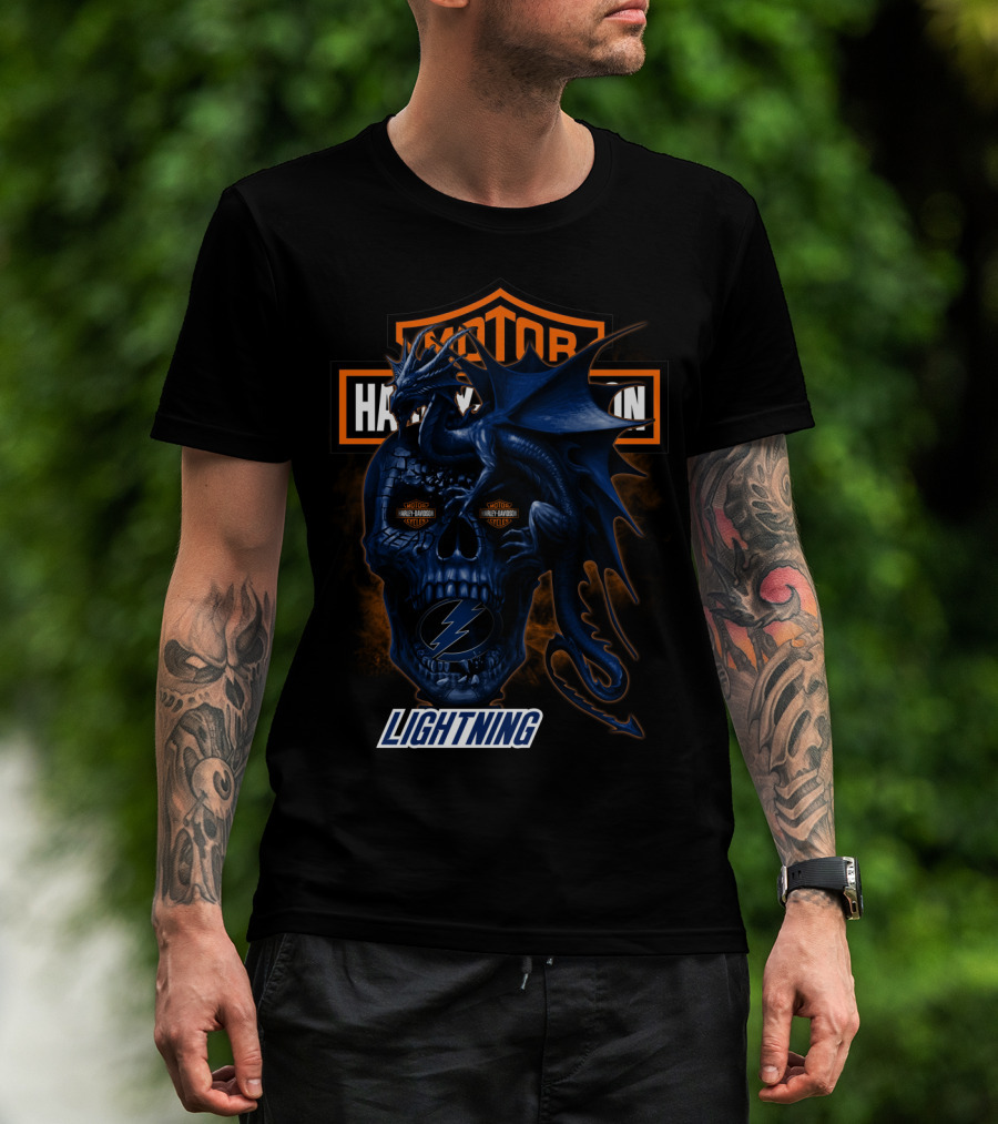 Motor Harley Davidson Lightning Skull Dragon Tampa Bay 111 T-Shirt