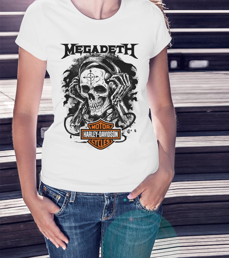 Megadeth Harley Davidson Skeleton Art T-Shirt