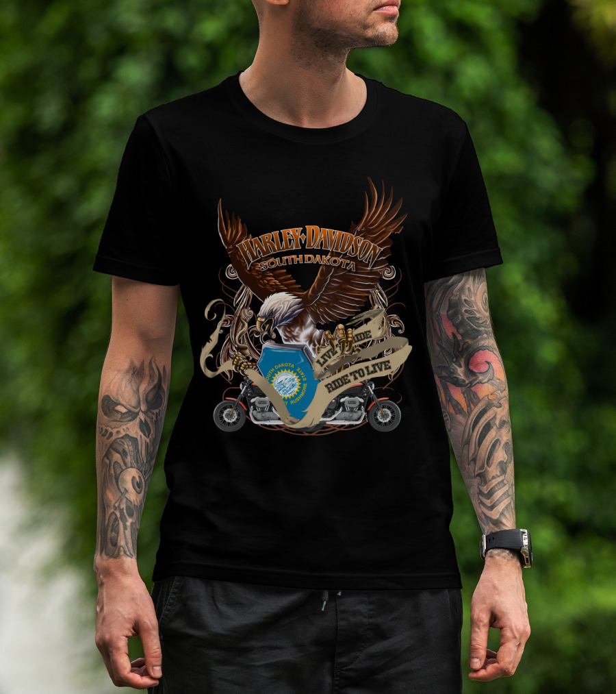 Harley Davidson South Dakota Live To Ride Ride To Live Eagle T-Shirt