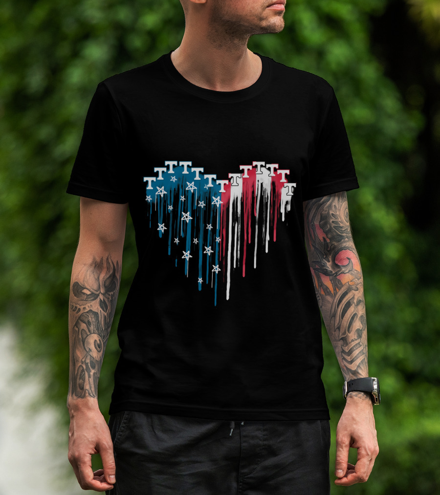 Tennessee Volunteers Heart Patriotic Colors T-Shirt