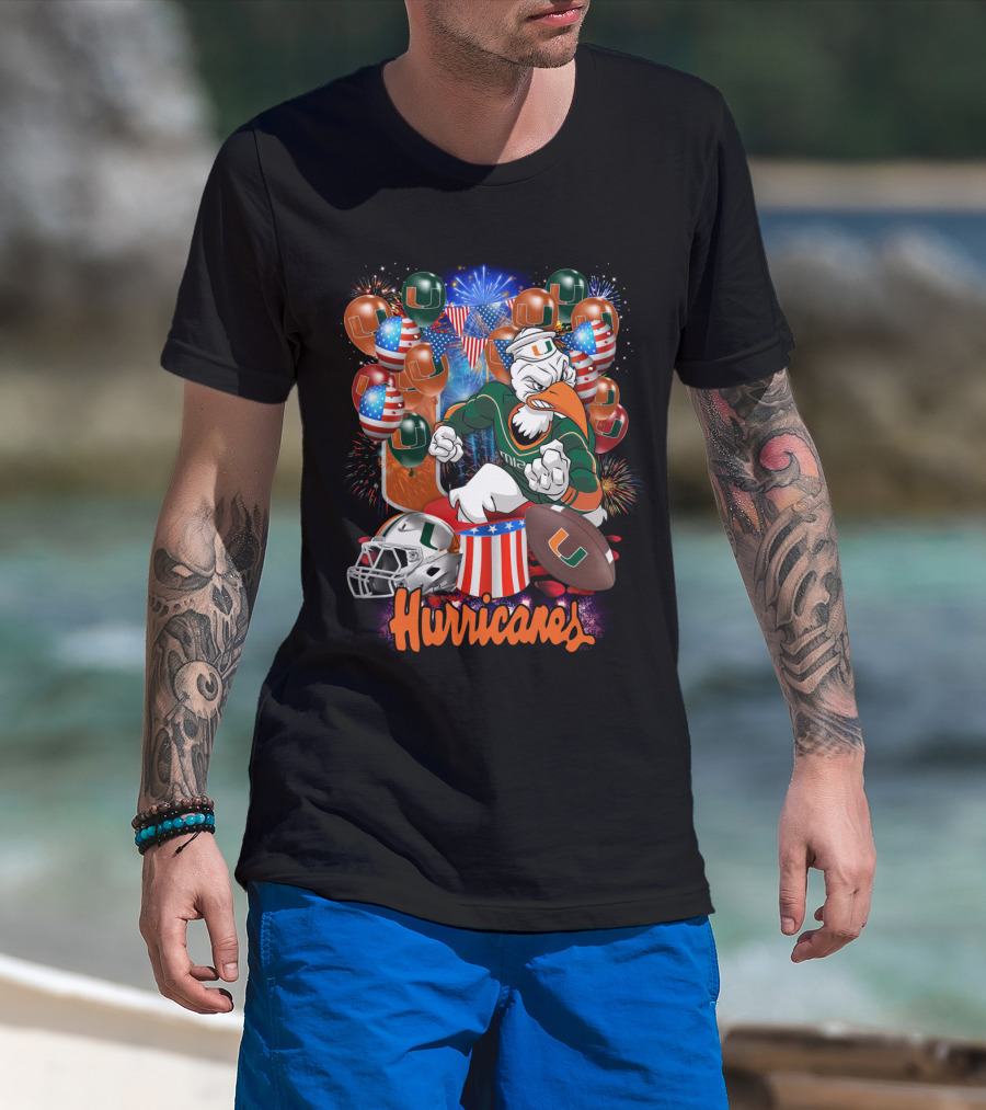 Miami Hurricanes Football Fireworks And Patriotic Celebration T-Shirt