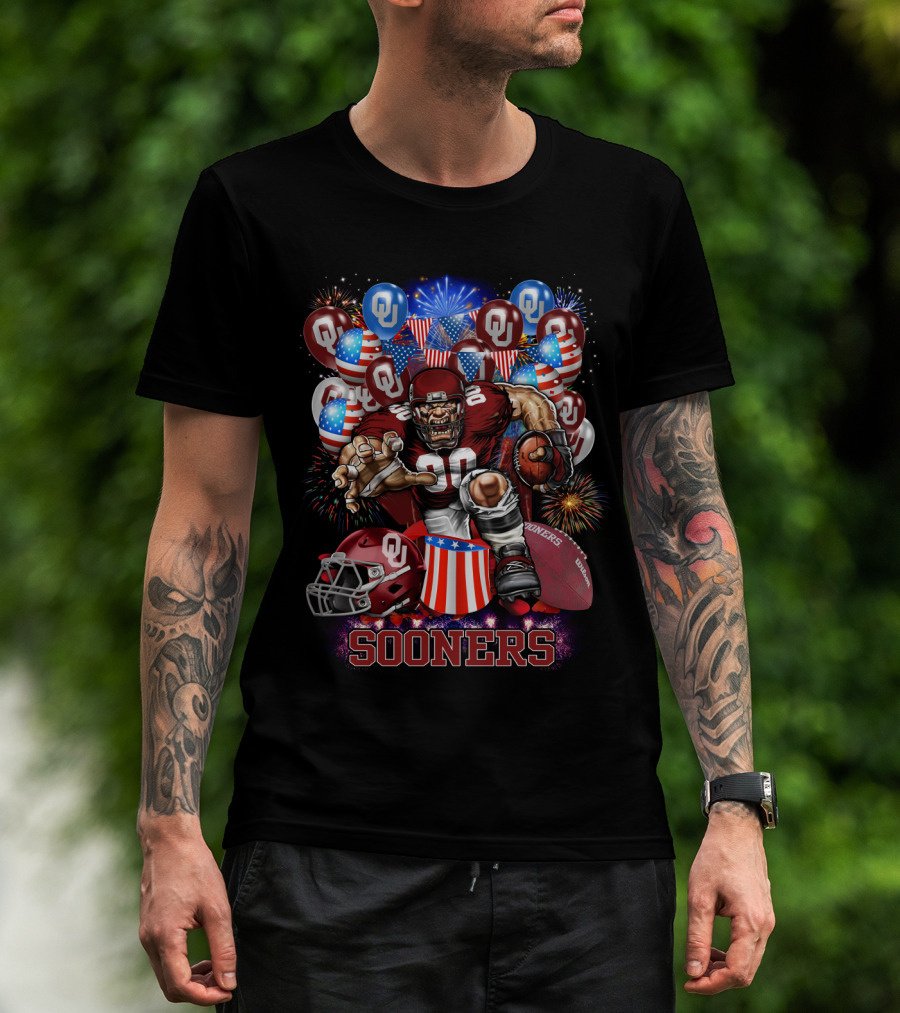 Ncaa Oklahoma Sooners Football Celebration With Fireworks And Balloons T-Shirt