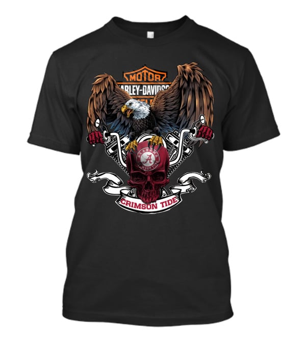 Harley Davidson Eagle Crimson Tide Alabama Skull T-Shirt