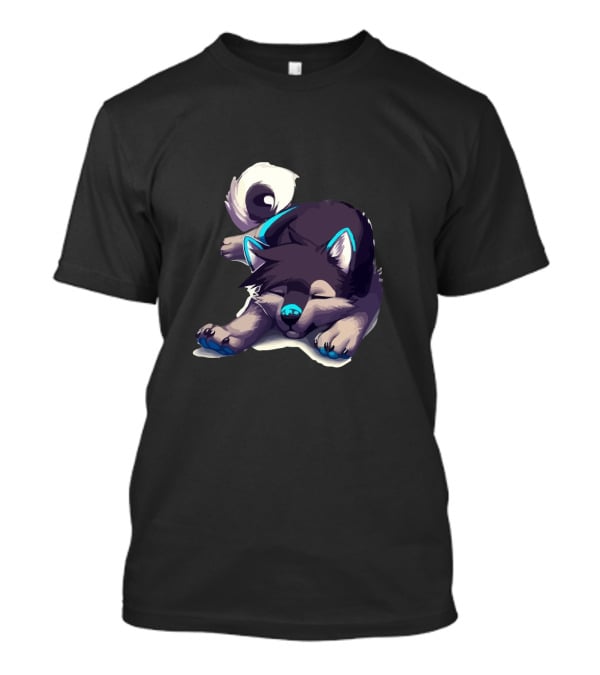 Gorgeous Dog Sleeping With Blue Ears And Tail Highlights T-Shirt