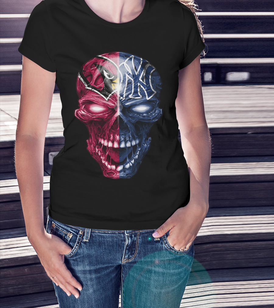 Arizona Cardinals New York Yankees Skull T-Shirt