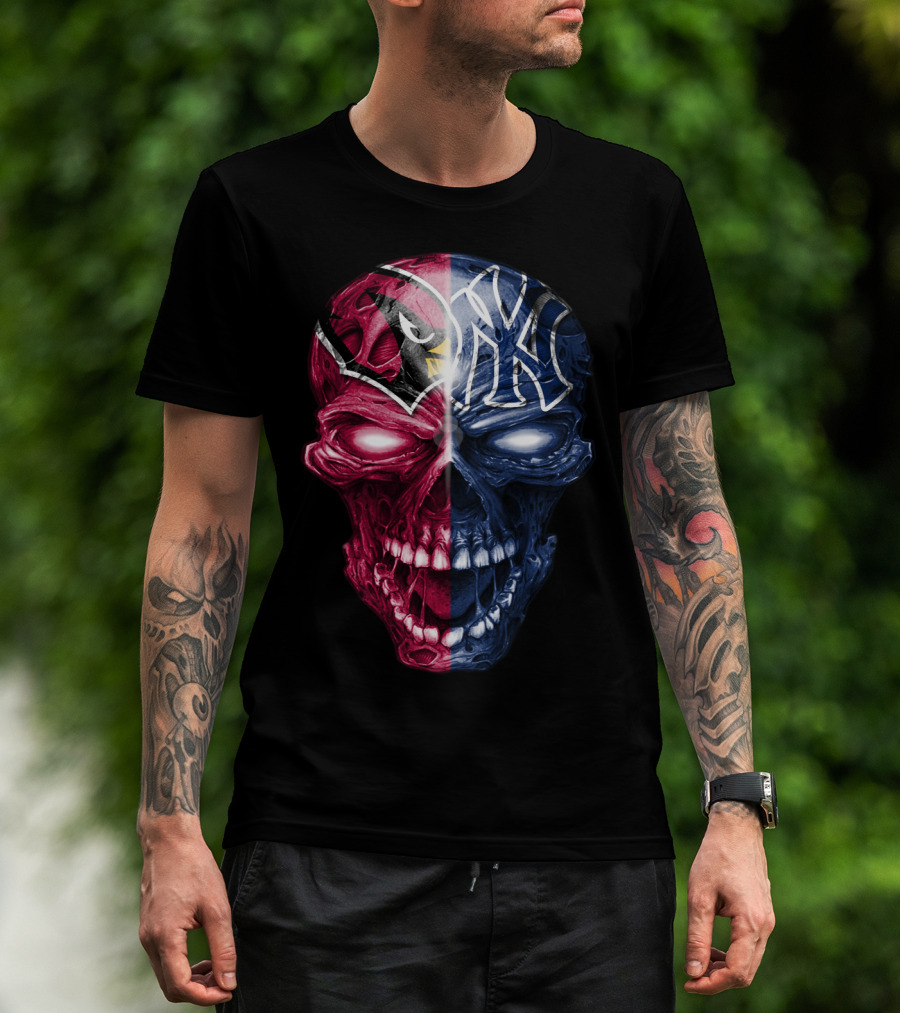 Arizona Cardinals New York Yankees Skull T-Shirt