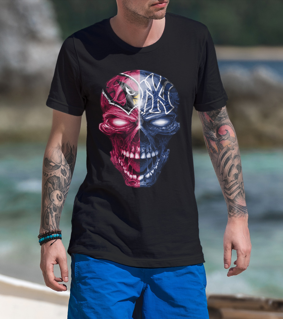 Arizona Cardinals New York Yankees Skull T-Shirt