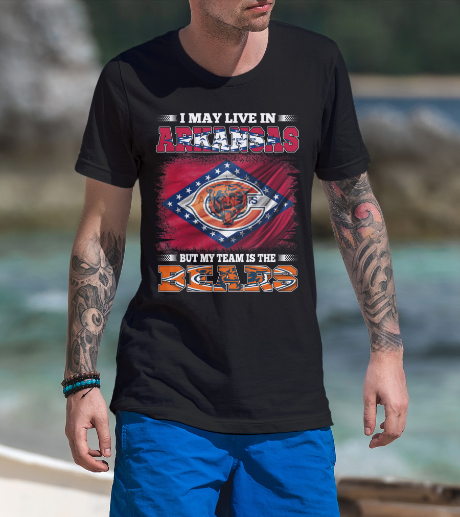 I May Live In Arkansas But My Team Is The Bears Flag T-Shirt