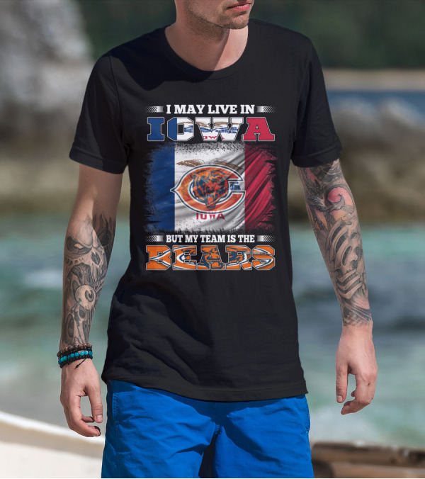Iowa Flag Background Bears Team Pride T-Shirt